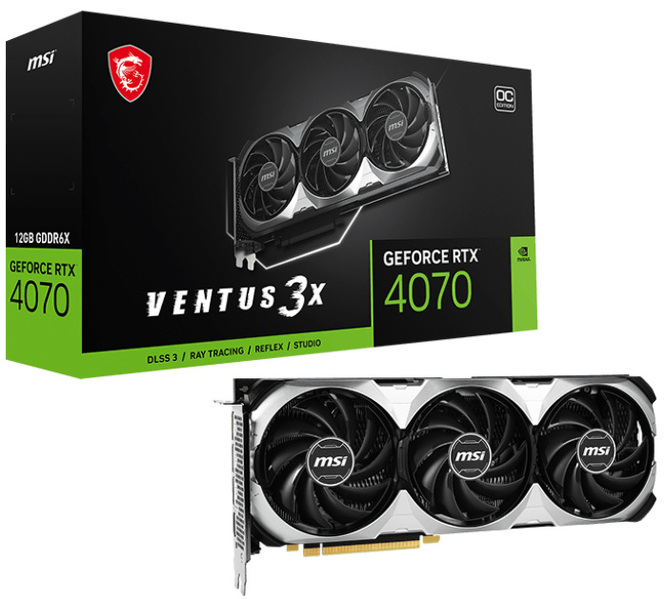 Zdjęcie produktu: MSI GeForce RTX 4070 VENTUS 3X 12GB OC GDDR6X DLSS 3
