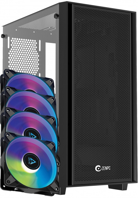 Obudowa do komputera ZENPC Z1 Mesh Glass Black 4x P12 PWM PST ARGB Obudowa do komputera ZENPC Z1 Mesh Glass Black 4x P12 PWM PST ARGB