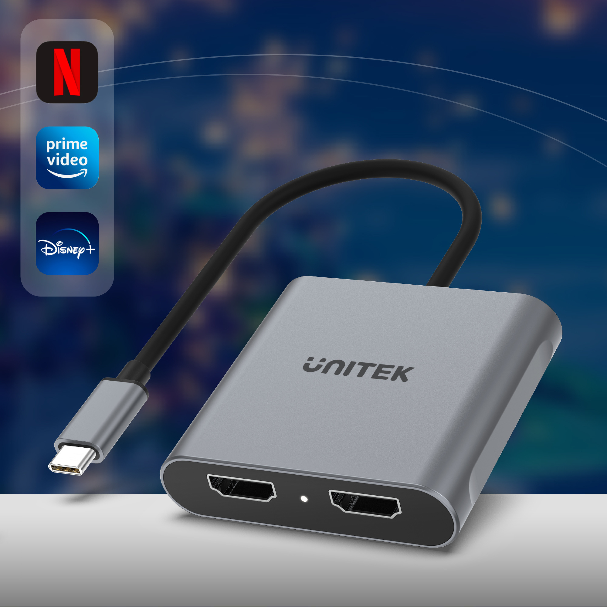 Unitek Adapter USB C - 2x HDMI 2.0 (V1404B)