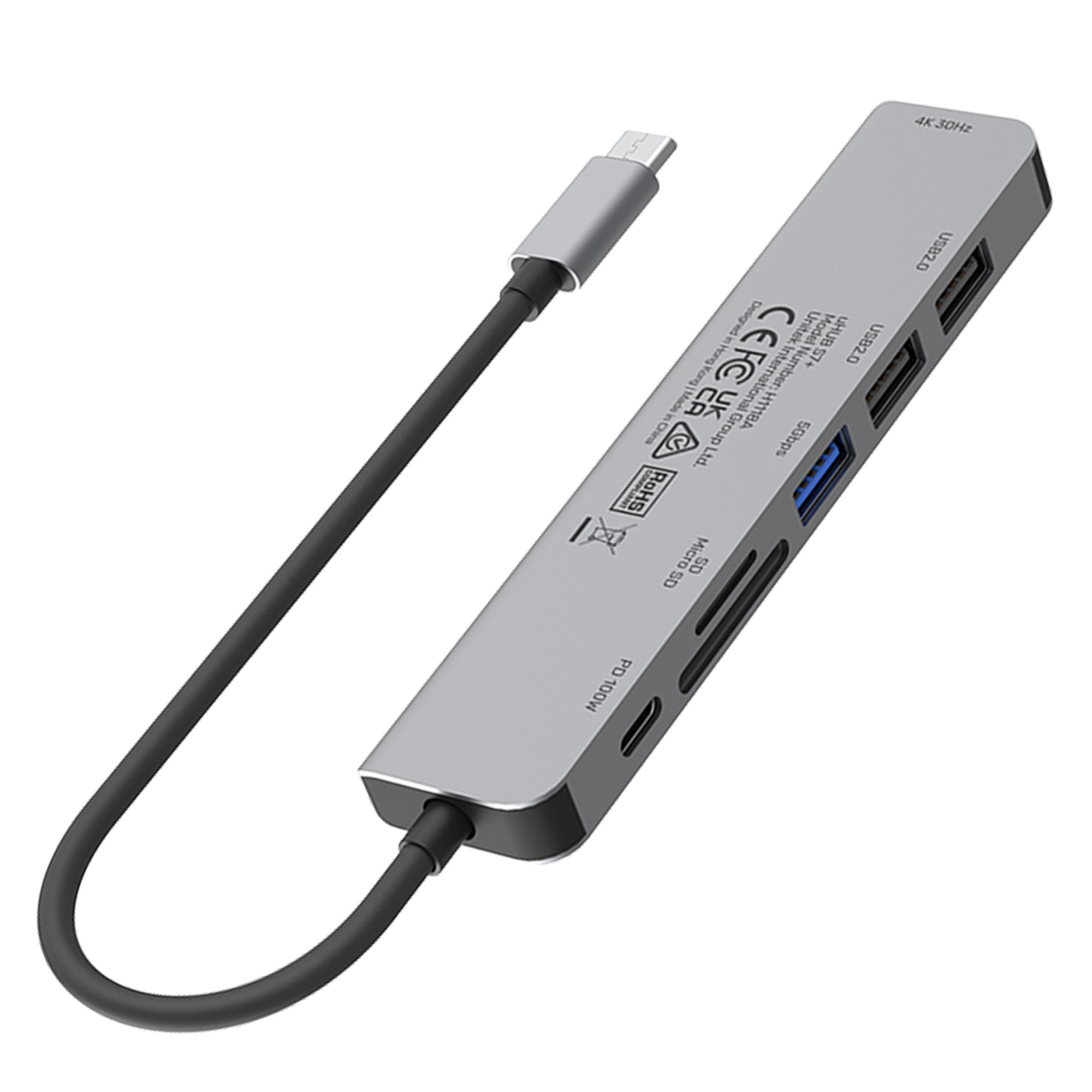 Unitek HUB USB C 7w1 100W HDMI 4K (H1118A)