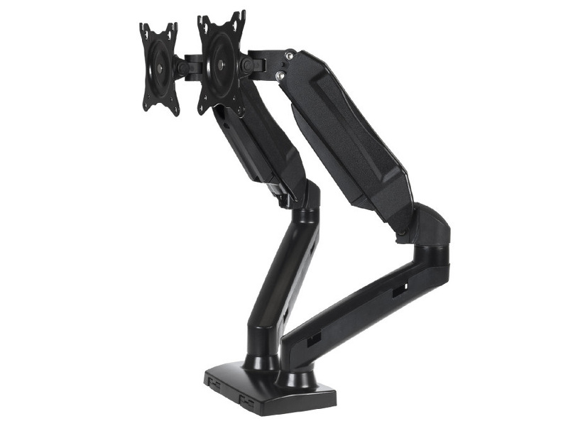 Zdjęcie produktu: Uchwyt biurkowy do monitora LCD Maclean na dwa monitory, sprężyna gazowa, max. VESA 100x100, 13"-27", 8kg x2 kg, czarny, MC-861