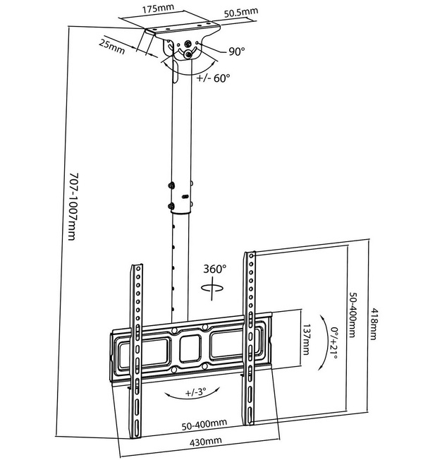 Zdjęcie produktu: Uchwyt do telewizora sufitowy Maclean MC-943