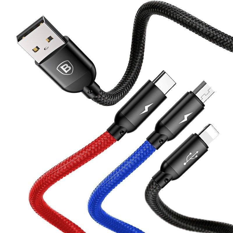 Baseus kabel USB 3w1 TYP-C, Lightning, micro