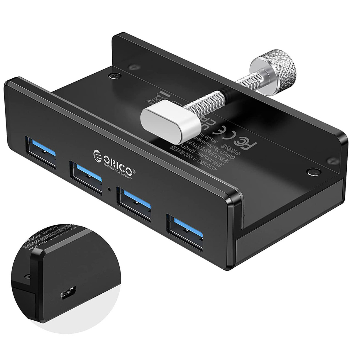 Hub 4x USB 3.0 aktywny ORICO biurkowy 5Gbps - czarny (MH4PU-P-BK-BP) Hub 4x USB 3.0 aktywny ORICO biurkowy 5Gbps - czarny (MH4PU-P-BK-BP)