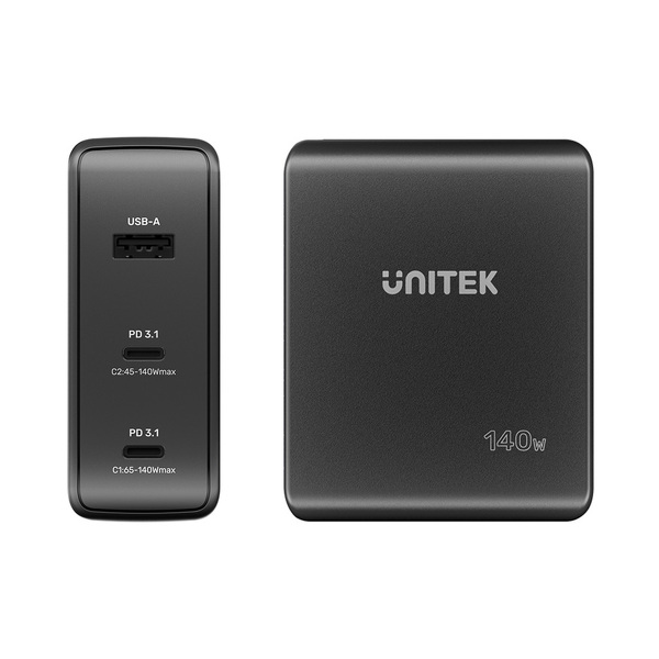 Zdjęcie produktu: Unitek GaN 3 Ładowarka USB 140W QC 3.0 P1115 Zdjęcie produktu: Unitek GaN 3 Ładowarka USB 140W QC 3.0 P1115