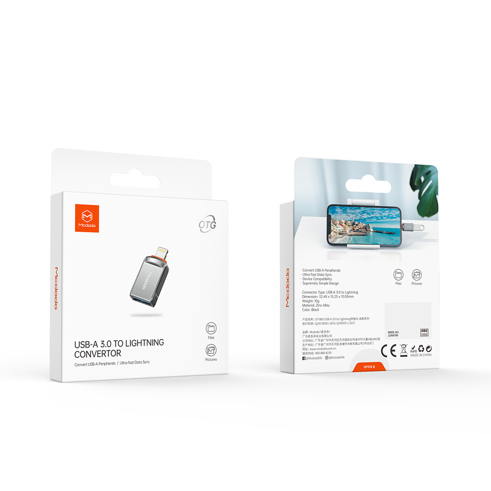 Adapter USB 3.0 OTG do Lightning, Mcdodo OT-8600 - czarny