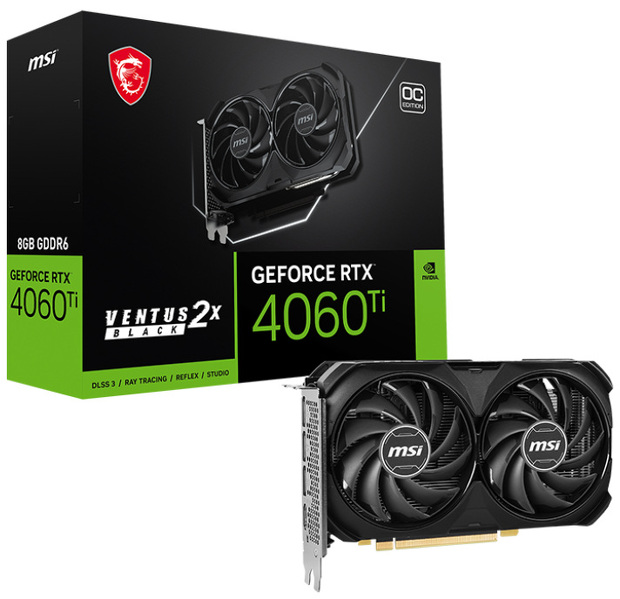Zdjęcie produktu: MSI GeForce RTX 4060 Ti VENTUS 2X BLACK OC 8GB GDDR6 DLSS 3