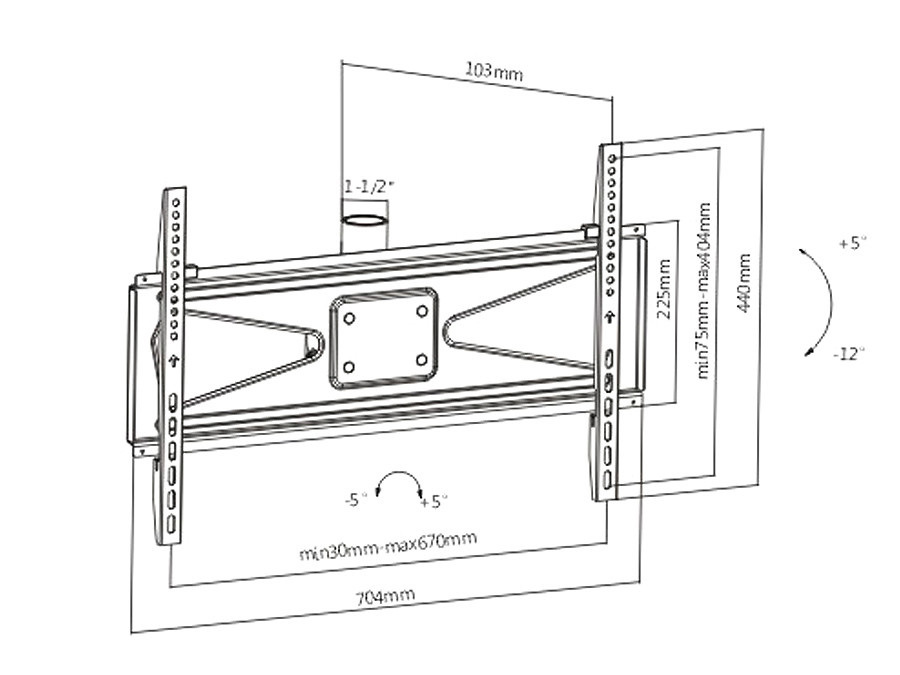 Uchwyt Maclean, Do telewizora sufitowy, Max vesa 600x400, PROFI MARKET SYSTEM, 37-70",50kg, MC-705 Uchwyt Maclean, Do telewizora sufitowy, Max vesa 600x400, PROFI MARKET SYSTEM, 37-70",50kg, MC-705