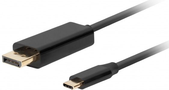 Miniatura produktu: Przewód USB TYP-C / Displayport M 1.2 4K@60Hz 1m czarny Lanberg