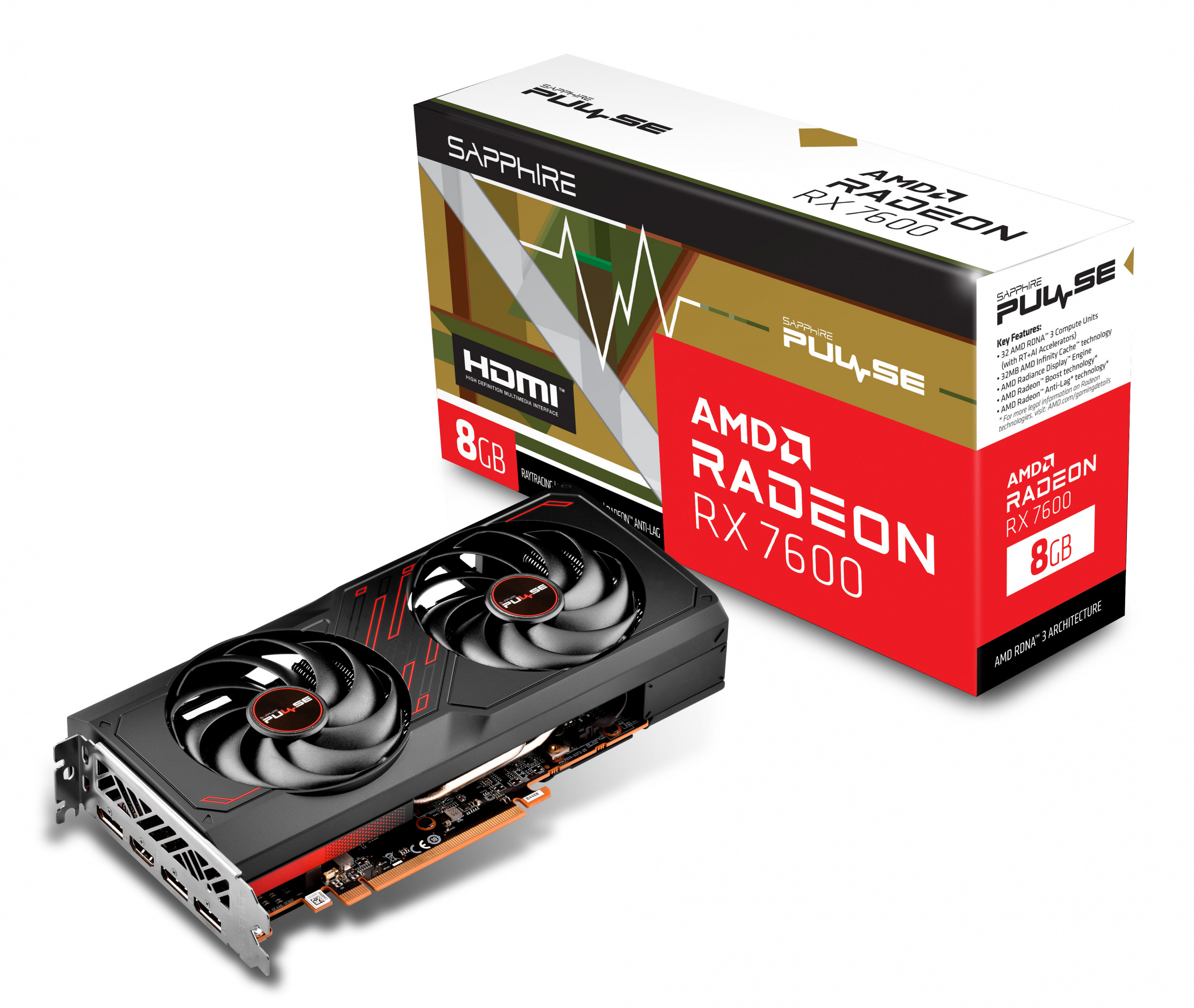 Sapphire Radeon RX 7600 PULSE 8GB PCI-E GDDR6 (11324-01-20G) Sapphire Radeon RX 7600 PULSE 8GB PCI-E GDDR6 (11324-01-20G)