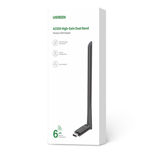 Zdjęcie produktu: Karta sieciowa WiFi na USB Ugreen CM496 AC650 Dual Band 2,4GHz/5GHz (90339) Zdjęcie produktu: Karta sieciowa WiFi na USB Ugreen CM496 AC650 Dual Band 2,4GHz/5GHz (90339)