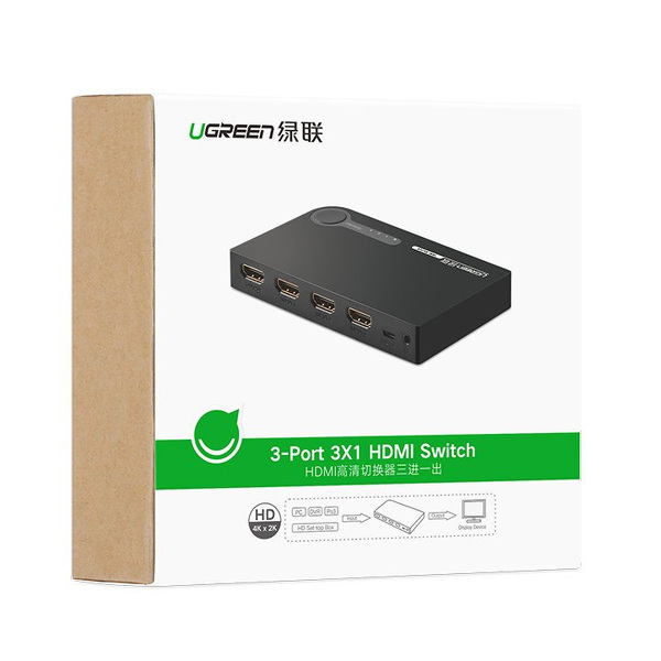 Zdjęcie produktu: Ugreen przełącznik rozdzielacz splitter switch HDMI - 3x HDMI 3D 4K 7,5 Gbps 36 bit na kanał czarny (40234) Zdjęcie produktu: Ugreen przełącznik rozdzielacz splitter switch HDMI - 3x HDMI 3D 4K 7,5 Gbps 36 bit na kanał czarny (40234)
