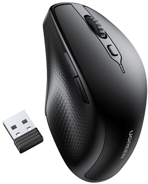 Miniatura produktu: Mysz bezprzewodowa ergonomiczna Ugreen (MU101) 4000 DPI 2.4G+BT - czarna (90395)