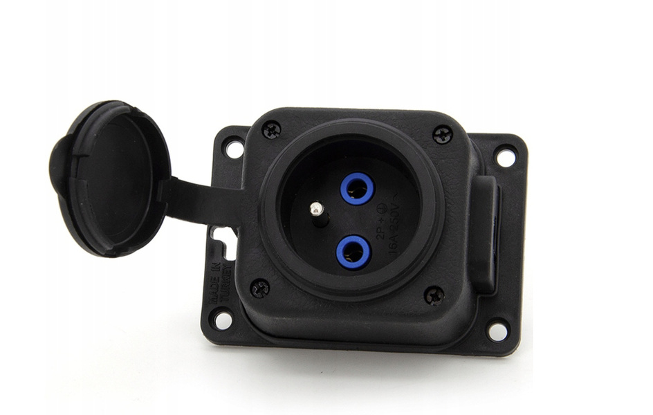 Zdjęcie produktu: ELS TRG-1 gniazdo gumowe (TPE) pojedyncze IP44 16A 2P+Z, kolor czarny