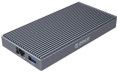 Miniatura produktu: Orico Stacja dokująca z obudową M.2 NVMe, aktywna PD 100W, HDMI 2.0, audio, RJ-45, czytnik kart