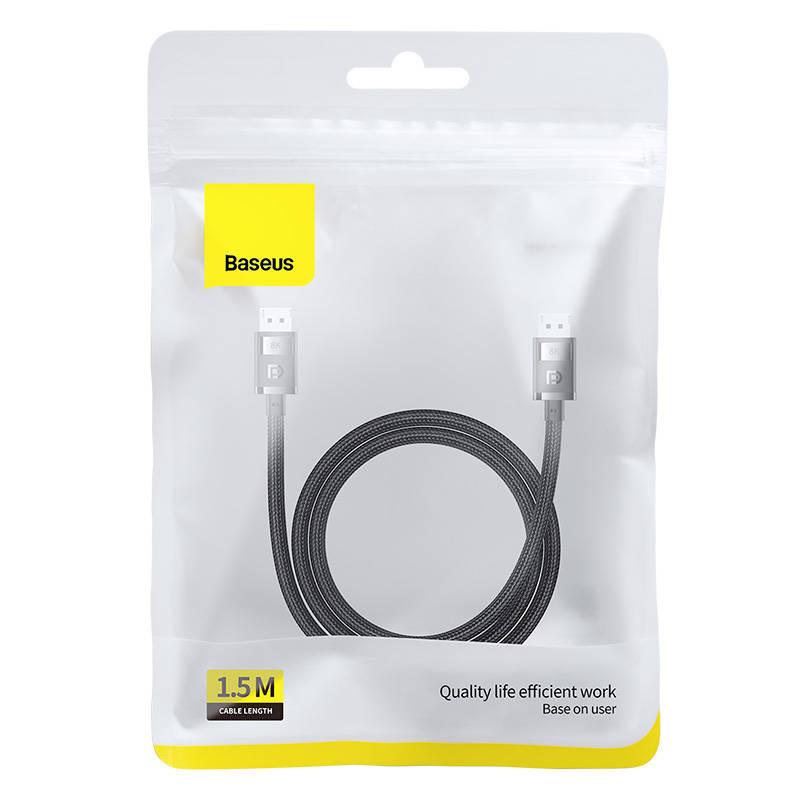 Przewód Displayport M/M 1.4 8K@60Hz, 4K@120/144Hz Baseus 5m - czarny z oplotem (B00633706111-04)