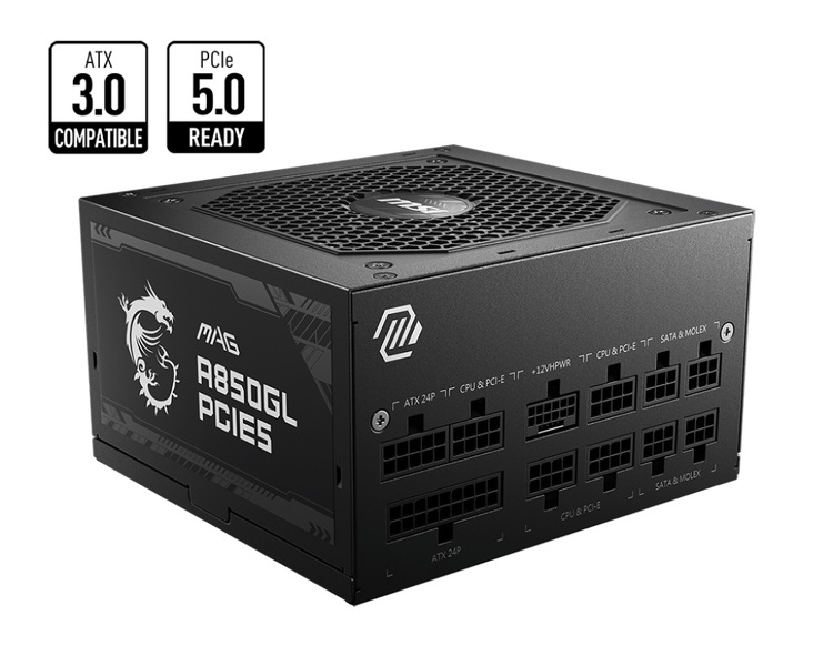 Zdjęcie produktu: Zasilacz Modularny MSI MAG A850GL PCIE5 850W 80+Gold ATX 3.0 Zdjęcie produktu: Zasilacz Modularny MSI MAG A850GL PCIE5 850W 80+Gold ATX 3.0