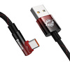 Miniatura zdjęcia: Kabel przewód USB Typ-C kątowy 100cm Baseus Elbow, 100W, szybkie ładowanie - czarno-czerwony (CAVP000420)
