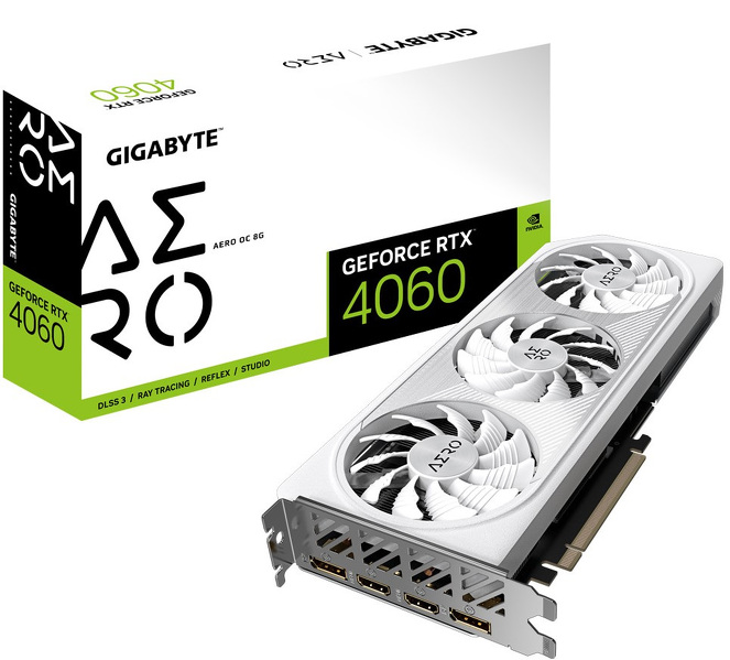 Zdjęcie produktu: Gigabyte GeForce RTX 4060 AERO OC 8GB GDDR6 DLSS 3 (GV-N4060AERO OC-8GD) Zdjęcie produktu: Gigabyte GeForce RTX 4060 AERO OC 8GB GDDR6 DLSS 3 (GV-N4060AERO OC-8GD)