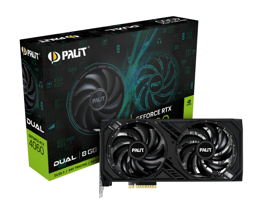 Palit GeForce RTX 4060 Dual 8GB GDDR6 DLSS 3 (NE64060019P1-1070D) Palit GeForce RTX 4060 Dual 8GB GDDR6 DLSS 3 (NE64060019P1-1070D)