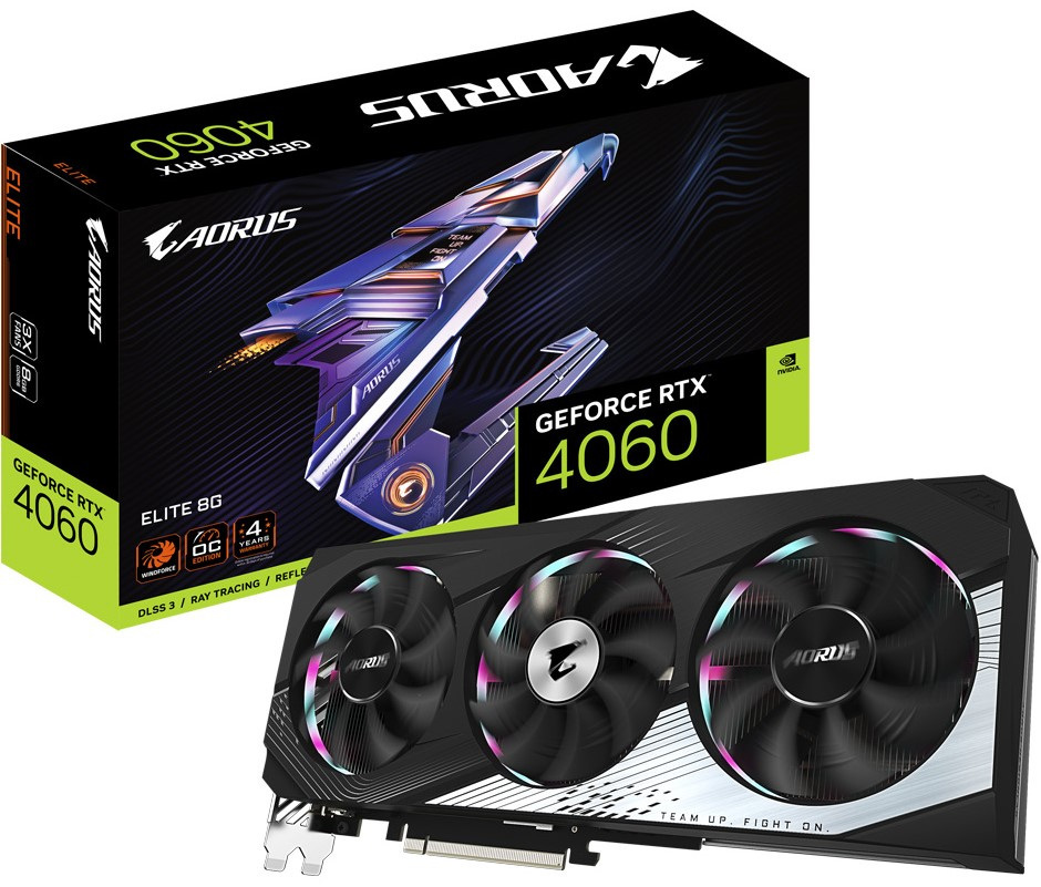 Gigabyte GeForce RTX 4060 AORUS ELITE 8GB GDDR6 DLSS 3 (GV-N4060AORUS E-8GD)