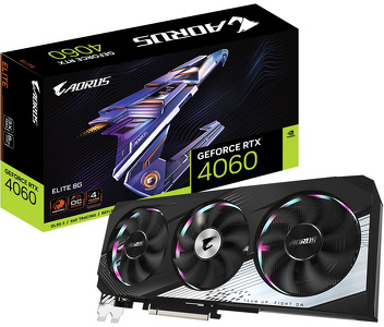 Miniatura produktu: Gigabyte GeForce RTX 4060 AORUS ELITE 8GB GDDR6 DLSS 3 (GV-N4060AORUS E-8GD)