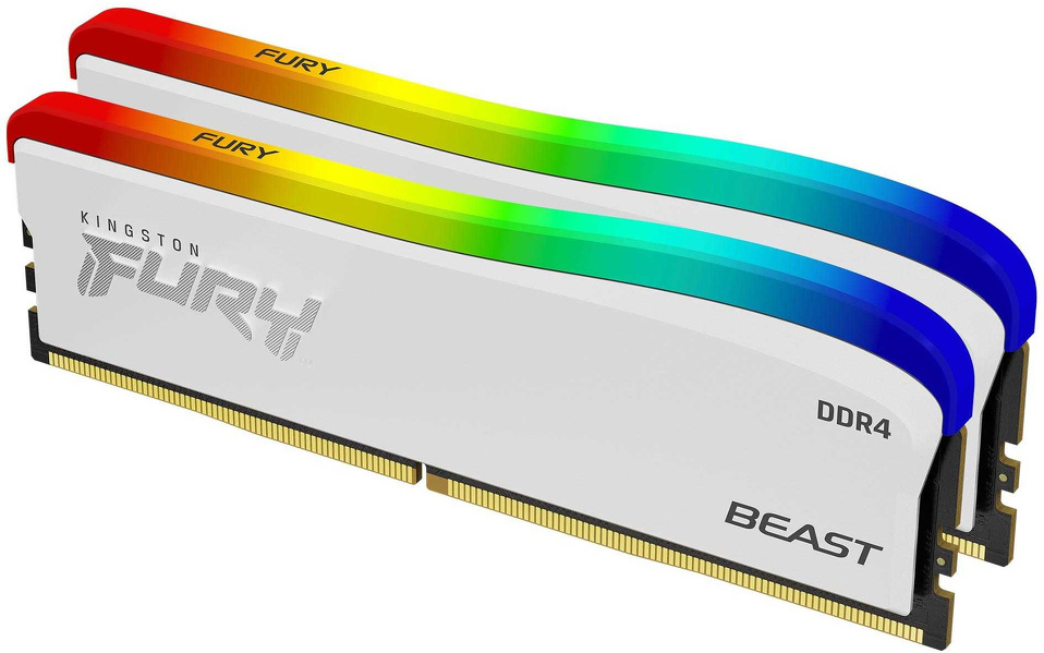 Zdjęcie produktu: Pamięć Kingston FURY Beast White RGB  32GB (2x16GB) DDR4-3200 Non-ECC CL16 KF432C16BWAK2/32