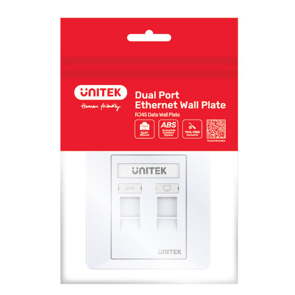 Zdjęcie produktu: Unitek płytka ścienna podwójna podtynkowa 2x RJ45 (T013A)