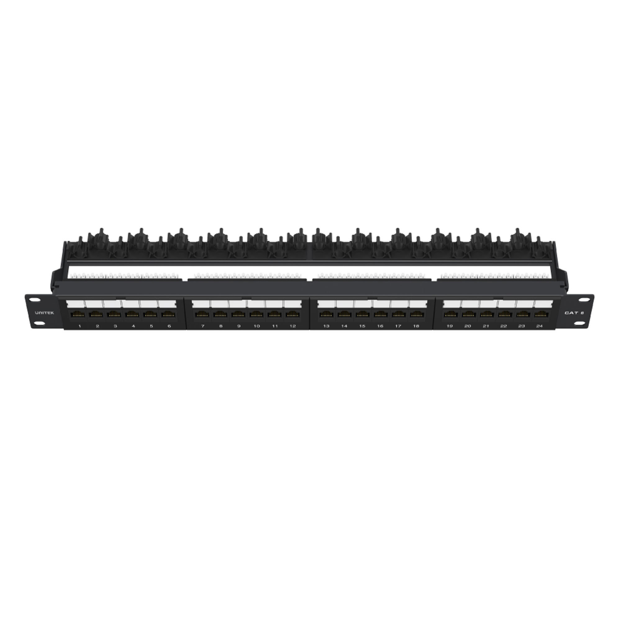 Patch panel 24 porty RJ-45 Cat 6 UTP Unitek czarny (T003A) Patch panel 24 porty RJ-45 Cat 6 UTP Unitek czarny (T003A)