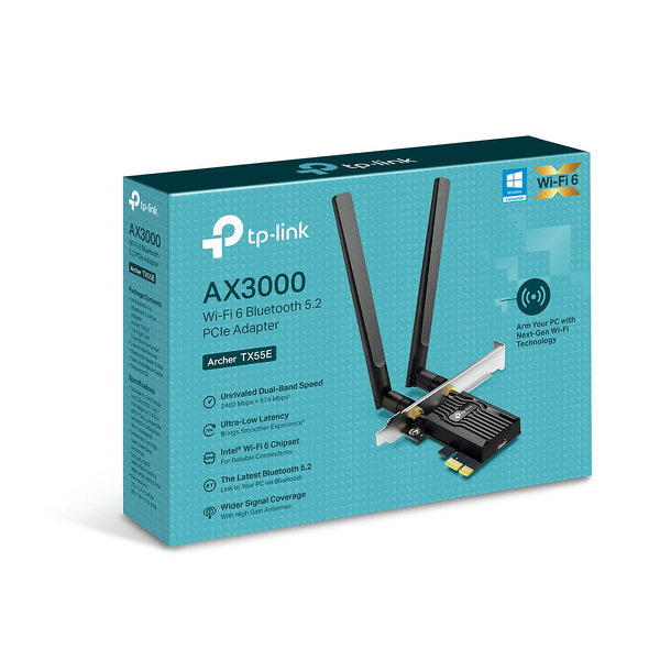 Zdjęcie produktu: TP-Link Archer TX55E karta sieciowa Wi-Fi 6 PCI-E AX3000 Zdjęcie produktu: TP-Link Archer TX55E karta sieciowa Wi-Fi 6 PCI-E AX3000