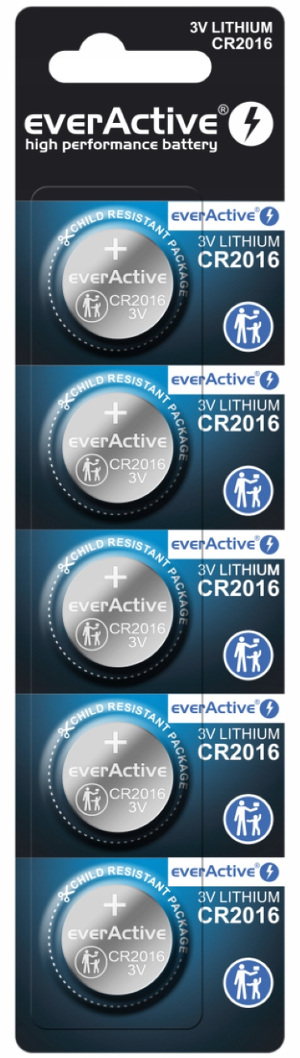 Miniatura produktu: Bateria litowa everActive CR2016 3V Blister 5 szt