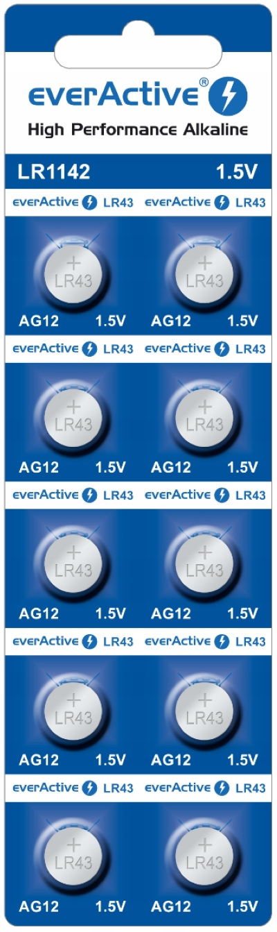 everActive AG12 G12 LR1142 LR43 10 szt mini everActive AG12 G12 LR1142 LR43 10 szt mini