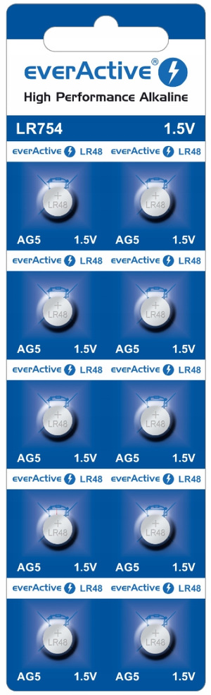 Miniatura produktu: Bateria alkaliczna mini everActive AG5 G5 LR754 LR48 10 szt