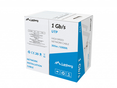 Miniatura produktu: Kabel Lan UTP 1GB/S 305m Drut CCA Lanberg - żółty (LCU6-10CC-0305-Y)