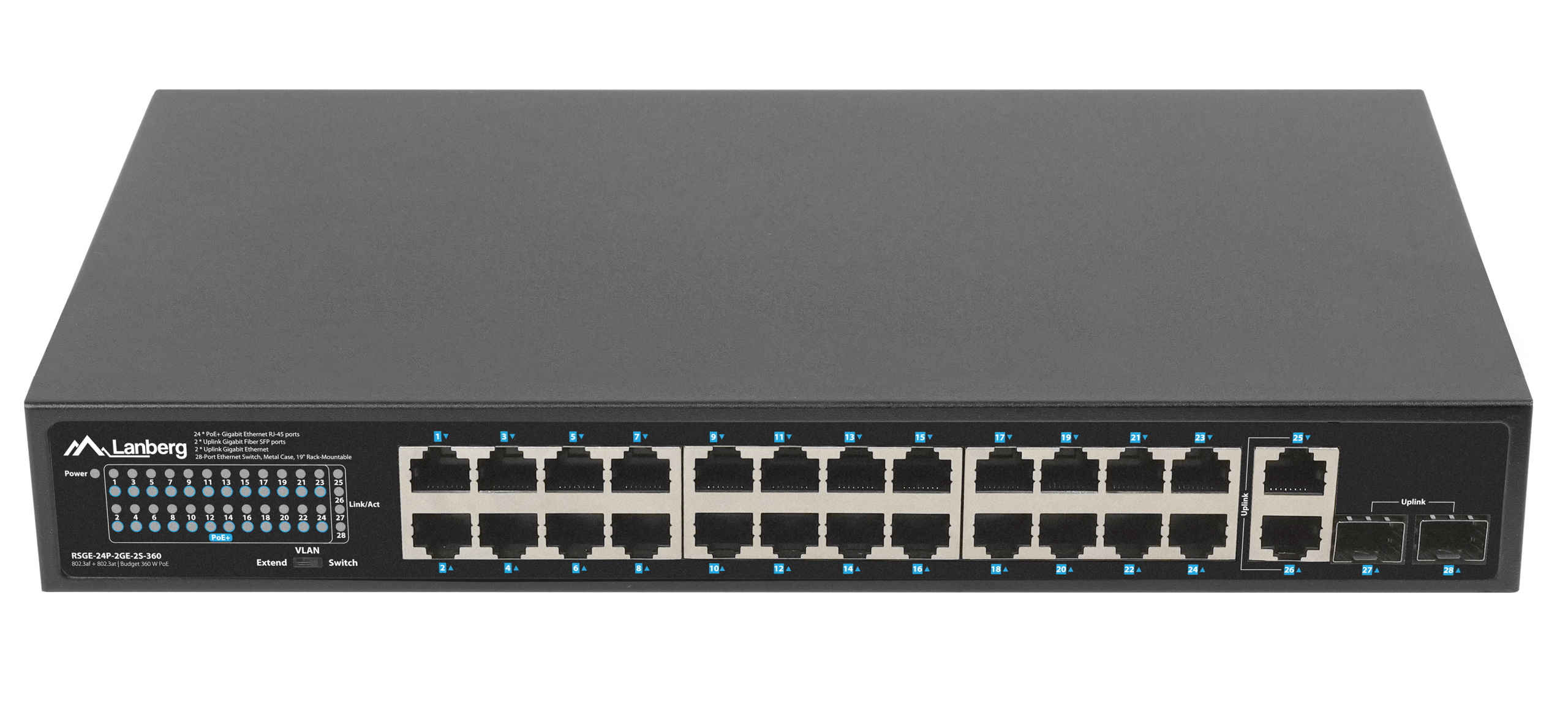 Switch Lanberg 24X 1GB POE+/2X GB 2X SFP RACK 19 Switch Lanberg 24X 1GB POE+/2X GB 2X SFP RACK 19