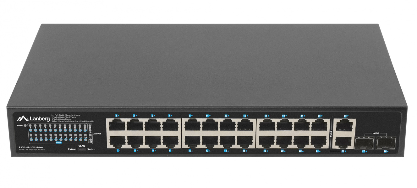Zdjęcie produktu: Switch Lanberg 24X 1GB POE+/2X GB 2X SFP RACK 19 Zdjęcie produktu: Switch Lanberg 24X 1GB POE+/2X GB 2X SFP RACK 19
