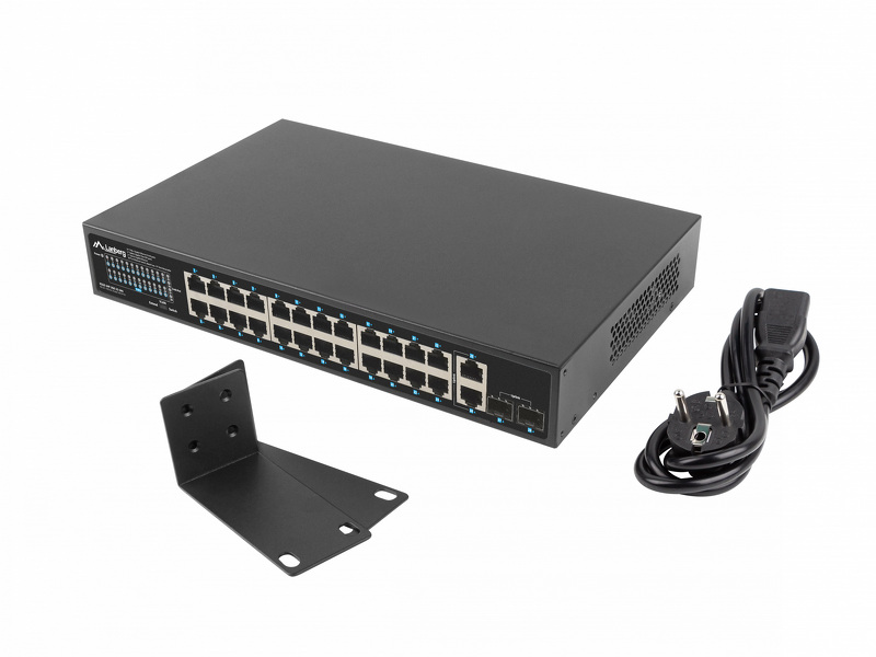 Zdjęcie produktu: Switch Lanberg 24X 1GB POE+/2X GB 2X SFP RACK 19 Zdjęcie produktu: Switch Lanberg 24X 1GB POE+/2X GB 2X SFP RACK 19