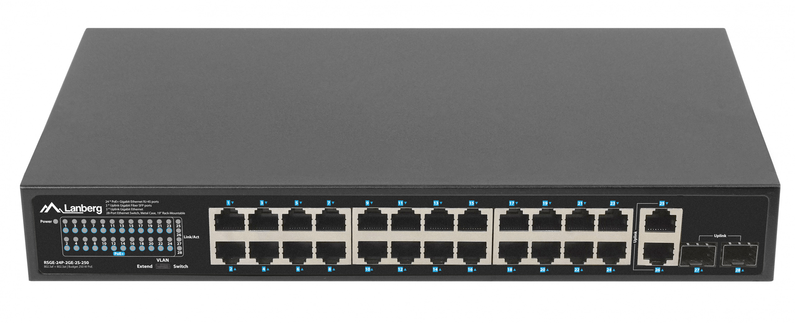 Switch Lanberg 24X 1GB POE+/2X GB 2X SFP RACK 19