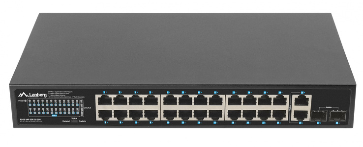 Miniatura produktu: Switch Lanberg 24X 1GB POE+/2X GB 2X SFP RACK 19"  Gigabit Ethernet 250W