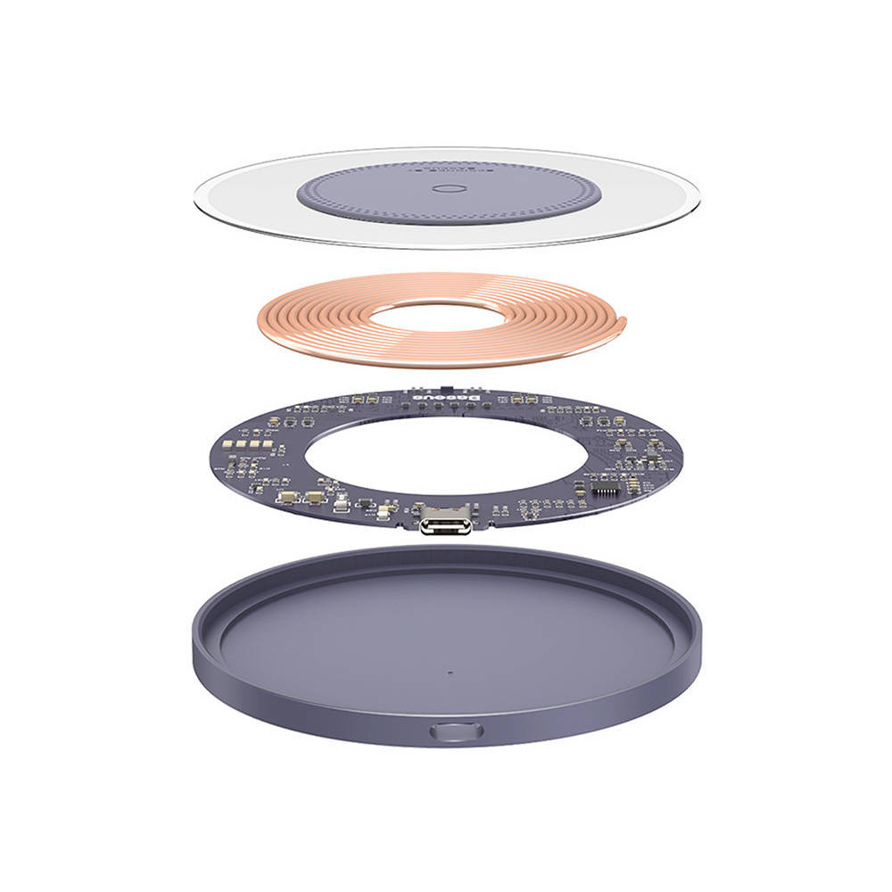 Bezprzewodowa ładowarka indukcyjna Baseus Simple 2, 15W z kablem USB TYP-C do USB TYP-C - fioletowa (CCJJ050005)