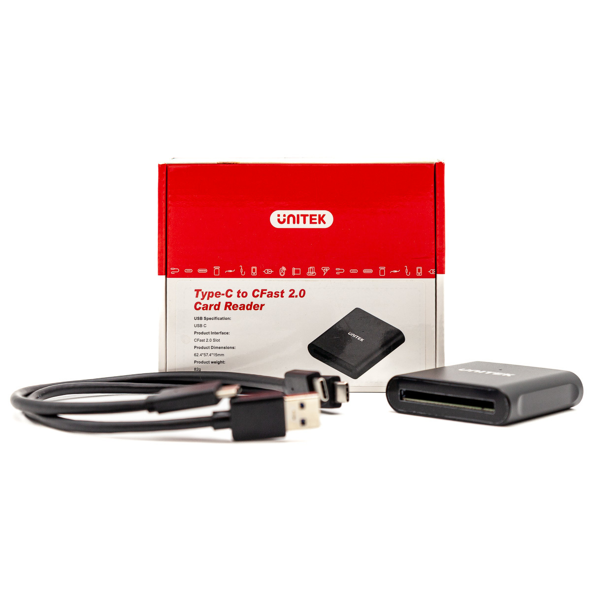 Unitek Czytnik kart pamięci CFast 2.0 USB-A/C 5Gbps - czarny