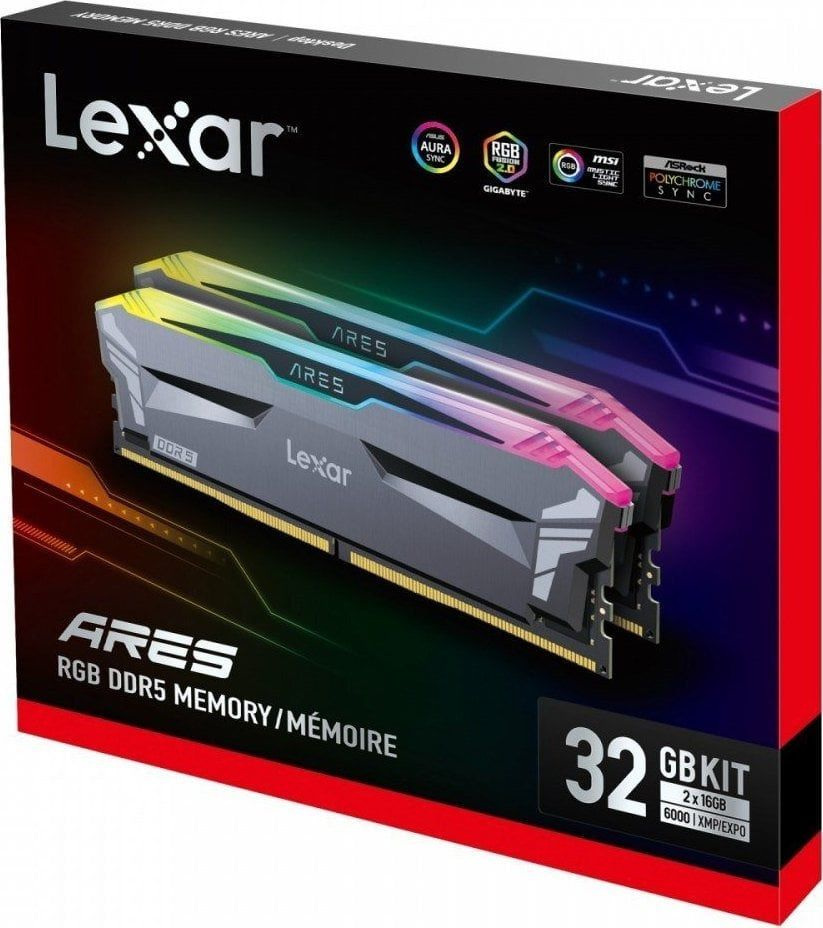Pamięć Lexar ARES RGB DDR5 32GB (2x16GB) 6000MHz CL30 LD5BU016G-R6000GDGA