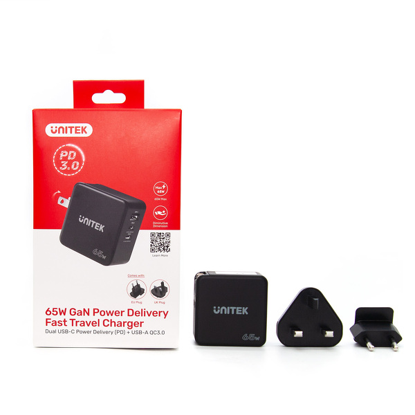 Zdjęcie produktu: Ładowarka Unitek GaN 1x USB, 2x USB-C 65W QC