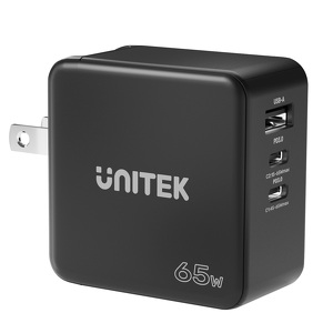 Miniatura produktu: Ładowarka sieciowa Unitek GaN 1x USB, 2x USB TYP-C PD 65W QC 3.0, podróżna - czarna (P1117B)