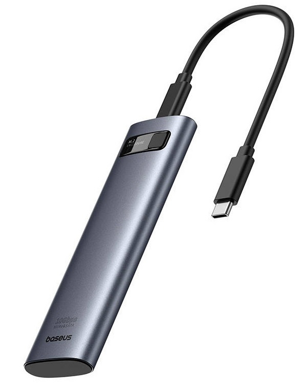 Obudowa zewnętrzna na dysk SSD M.2 (NVMe/SATA) Baseus FlyJoy - szara (B00760600811-00) Obudowa zewnętrzna na dysk SSD M.2 (NVMe/SATA) Baseus FlyJoy - szara (B00760600811-00)