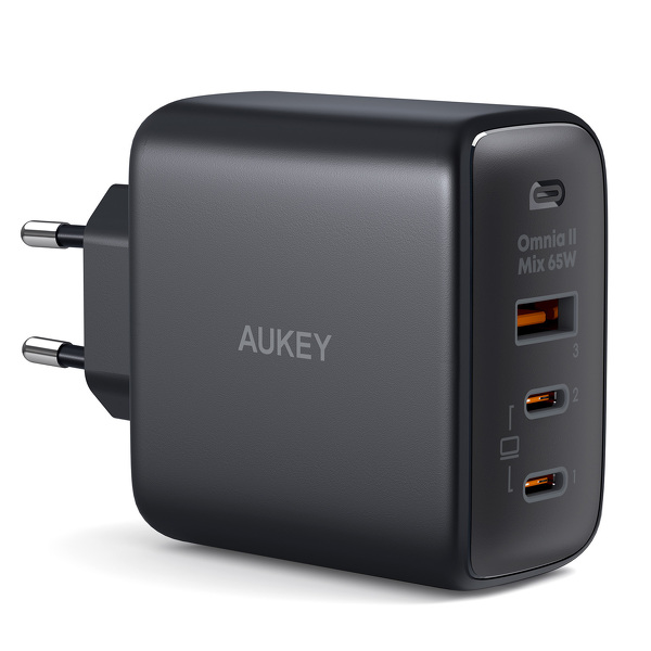 Zdjęcie produktu: Ładowarka sieciowa Aukey GaN, 2x USB-C, USB-A, QC, PD 65W (PA-B6T BK) Zdjęcie produktu: Ładowarka sieciowa Aukey GaN, 2x USB-C, USB-A, QC, PD 65W (PA-B6T BK)