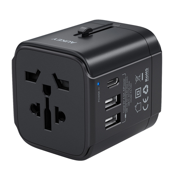 Zdjęcie produktu: Ładowarka sieciowa Aukey podróżna EU/US/UK/AUS, Adapter DC 2x USB-A, USB-C, 15W (PA-TA01 BK) Zdjęcie produktu: Ładowarka sieciowa Aukey podróżna EU/US/UK/AUS, Adapter DC 2x USB-A, USB-C, 15W (PA-TA01 BK)