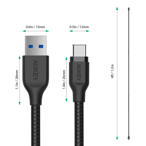 Zdjęcie produktu: Kabel przewód USB Typ-C 120cm Aukey 5Gbps, QC 3.0 (CB-AC1 BK) Zdjęcie produktu: Kabel przewód USB Typ-C 120cm Aukey 5Gbps, QC 3.0 (CB-AC1 BK)