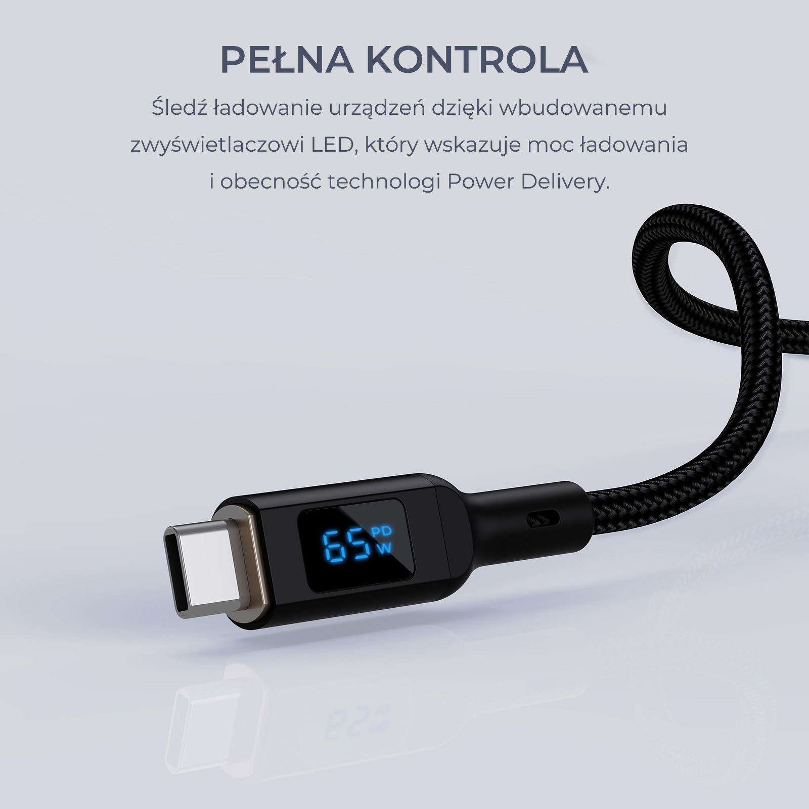 Kabel przewód USB Typ-C do TYP-C 180cm Aukey PD 100W, LED (CB-MCC102 BK)