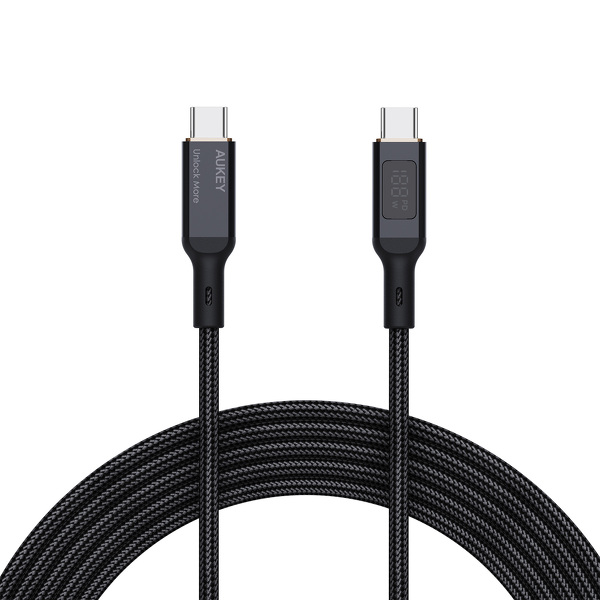Zdjęcie produktu: Kabel przewód USB Typ-C do TYP-C 180cm Aukey PD 100W, LED (CB-MCC102 BK)